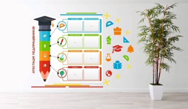 Стенд в учительську з декором на стіну