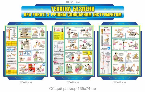 Стенд “Техніка безпеки при роботі з ручним слюсарним інструментом”