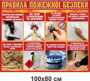 Стенд правила пожежної безпеки з ілюстраціями