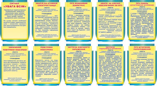 Комплект стендів “Сигнали цивільного захисту України”
