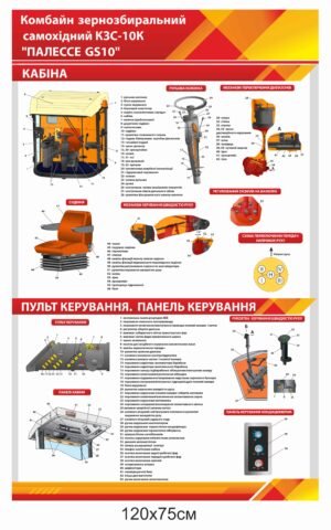 Стенд “Комбайн зернозбиральний” самохідний КЗС-10К “Палессе GS10” “Кабіна”