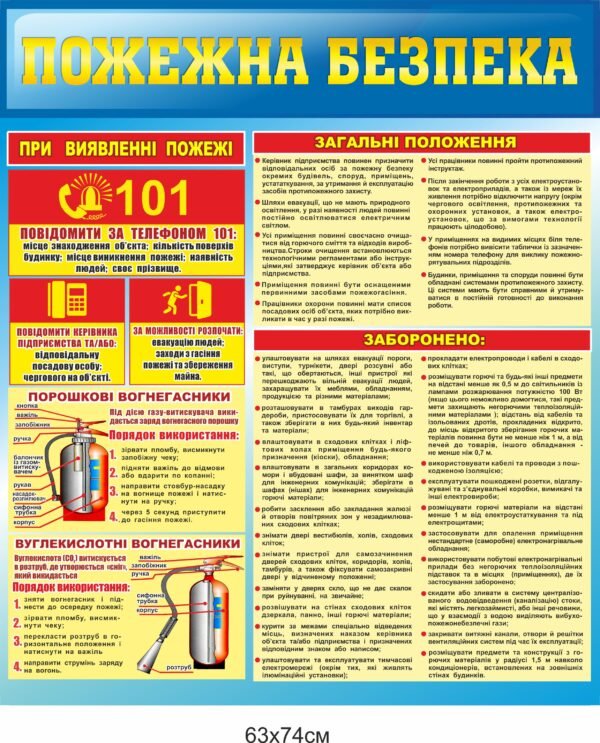 Стенд “При виявлені пожежі, загальні положення, заборонено”