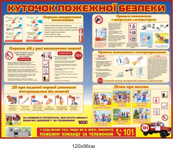 Стенд “Куточок пожежної безпеки” для дітей