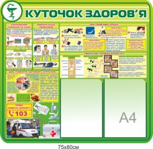 Стенд “Куточок здоров’я” з кишеньками для інформації