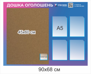 Стенд “Дошка оголошень” з корковою дошкою