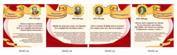 Комплект стендів з біографією відомих письменників