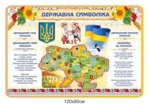 Стенд “Державна символіка з картою України”
