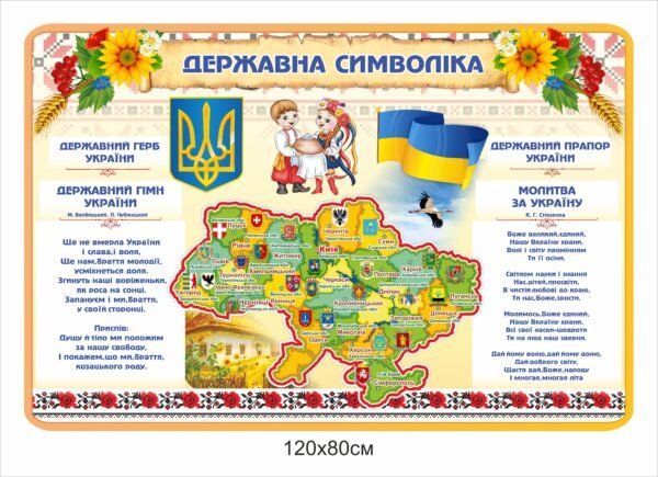 Стенд “Державна символіка з картою України”