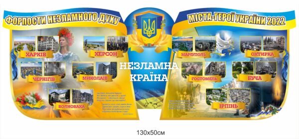 Стенд “Форпости незламного духу, міста герої України 2022”