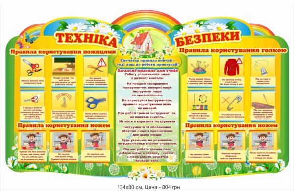 Стенд “Техніка безпеки – користування ножицями та голкою”