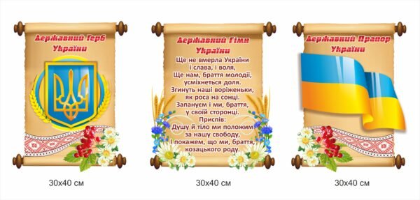 Пластиковий комплект символіки України з ромашками