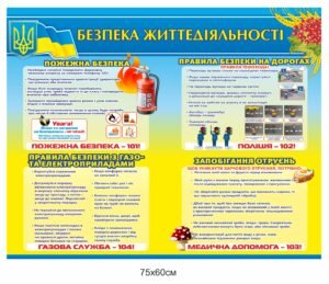 Стенд “Безпека життєдіяльності з пожежною безпекою, пдр та запобіганню отруєнь”