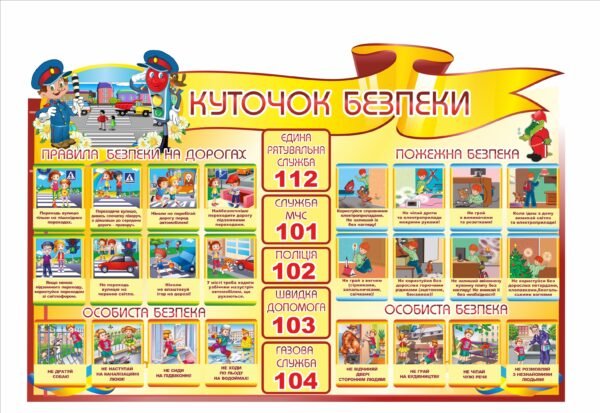 Стенд “Куточок безпеки” дитячий з малюнками