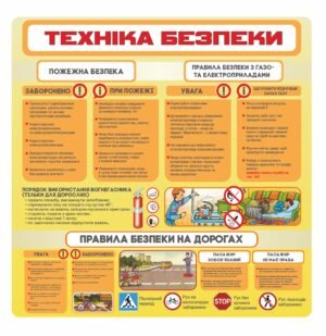Стенд “Техніка безпеки” з правилами на дорогах