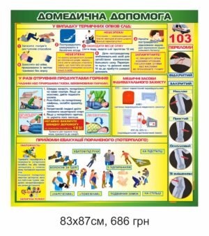 Стенд “Домедична допомога” з прийомами евакуації потерпілого