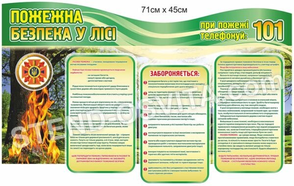 Стенд з пожежної безпеки у лісі
