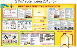 Стенд “Безпека життєдіяльності” інформаційний з коміркою