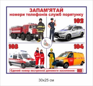 Стенд “Запам’ятай номери служб порятунку”