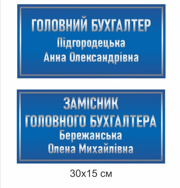 Посадові таблички для підприємства