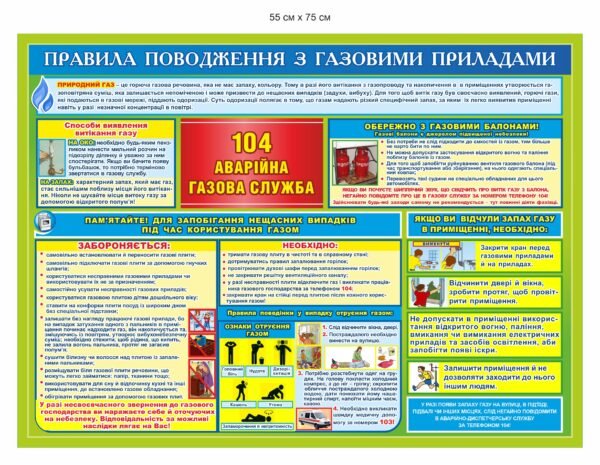Стенд “Правила поводження з газовими приладами”