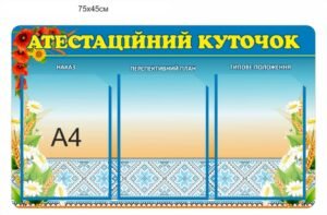 Стенд з прозорими комірками для учительскої “Атестаційний куточок”