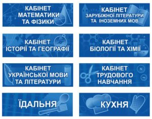 Комплект кабінетних табличок для школи
