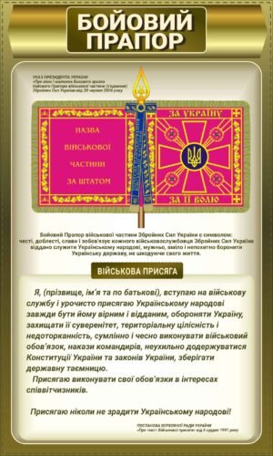 Стенд “Бойовий стяг, присяга військовослужбовця на вірність Україні”