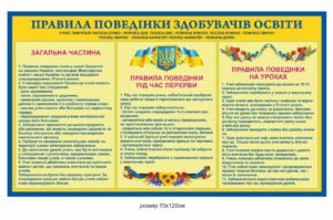 Стенд “Правила поведінки здобувачів освіти, правила поведінки під час уроків, правила поведінки на перерві”