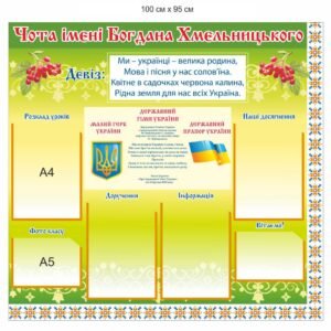 Класний куточок з державною символікою та пластиковими комірками
