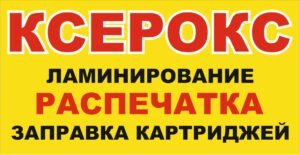 Пластикова вивіска “Ксерокс, ламінація, заправка картриджів”