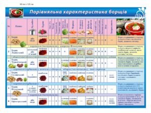 Стенд “Порівняльна характеристика борщів”