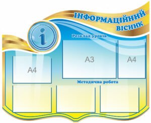 Стенд з прозорими кишенями “Інформаційний вісник. Розклад уроків. Методична робота”