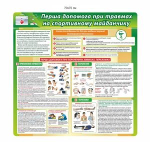 Стенд “Перша допомога при травмах на спортивному майданчику”
