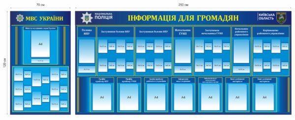 Стенд для поліцейського відділу “Інформація для громадян, МВС України”