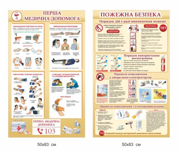 Стенди з пожежної безпеки та першої медичної допомоги