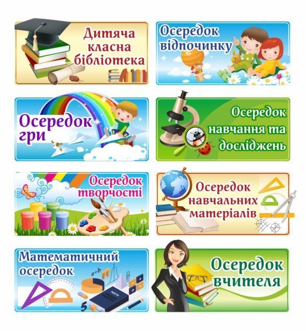 Таблички для робочих зон у кабінеті НУШ