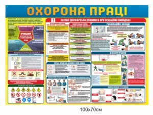 Стенд “Перша долікарська допомога при нещасних випадках. Охорона праці”