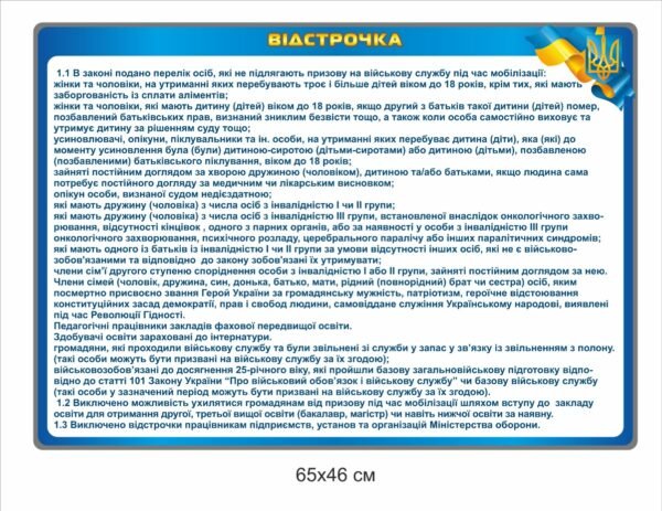 Стенд “Закон про відстрочку”