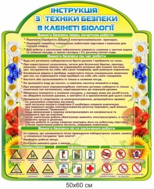 Стенд “Техніка безпеки в класі біології”