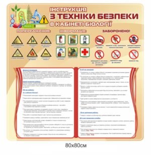 Інструкція з техніки безпеки в кабінеті біології – стенд