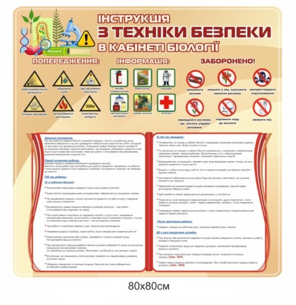 Інструкція з техніки безпеки в кабінеті біології – стенд