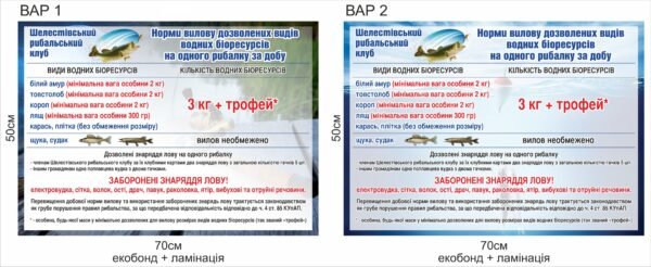 Табличка з правилами для рибальського клубу