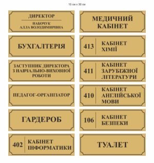 Таблички на кабінети школи