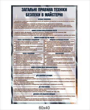 Стенд “Техніка безпеки в майстерні”